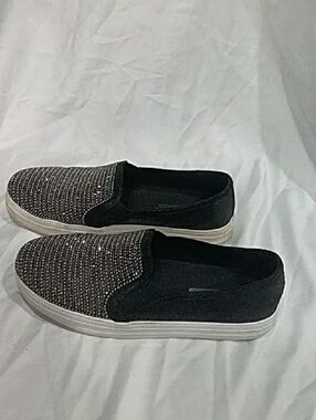 Skechers Black Sparkle Slip-On Platform Clogs